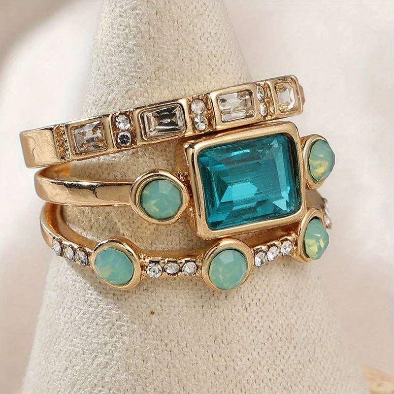 Timeless Azure Ring Set | Gold