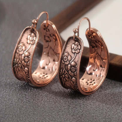 Antique Floral Copper Earrings