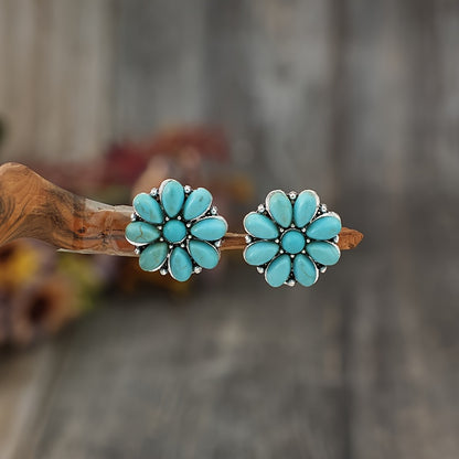 Serelith Turquoise Petal Studs | White Gold