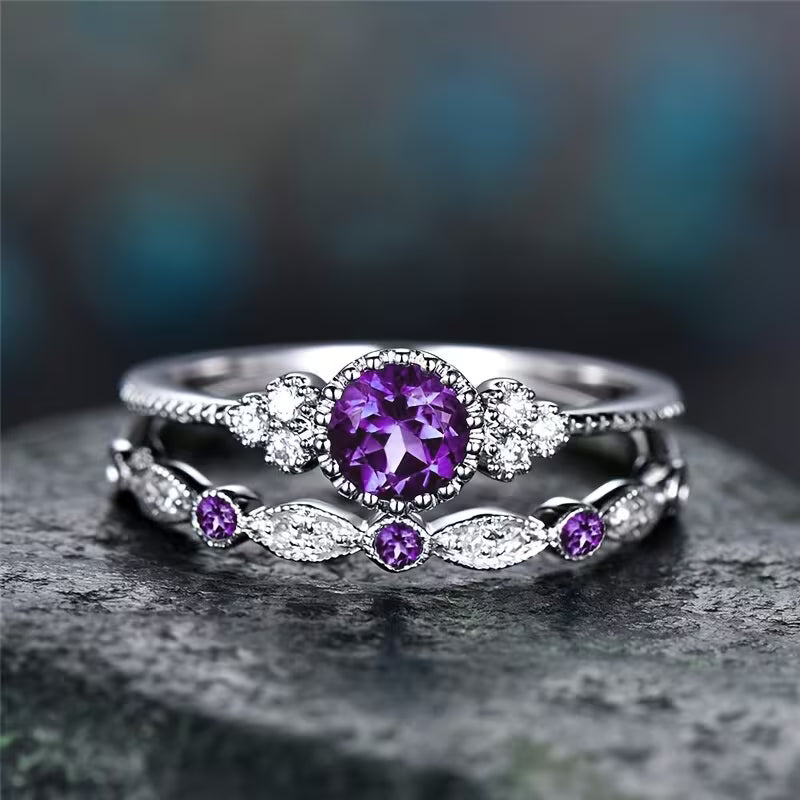 Violetis Crown Ring Set | White Gold