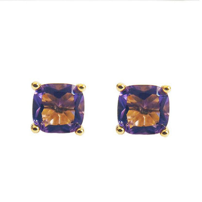 Amethyst Square Studs | Gold