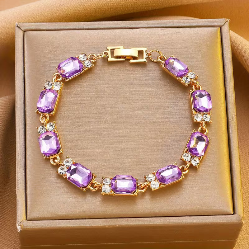 Valleria Amethyst Charm Bracelet | Gold