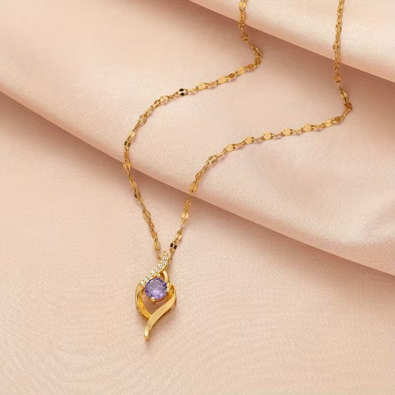 Vespera Amethyst Swirl Necklace | Gold