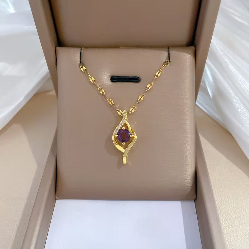 Vespera Amethyst Swirl Necklace | Gold