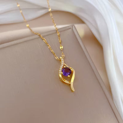 Vespera Amethyst Swirl Necklace | Gold