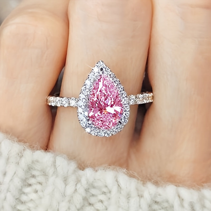 Teardrop Pink Sapphire Ring | White Gold