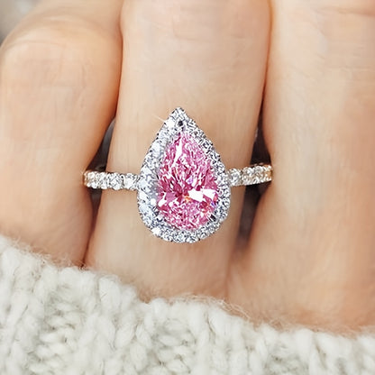 Teardrop Pink Sapphire Ring | White Gold