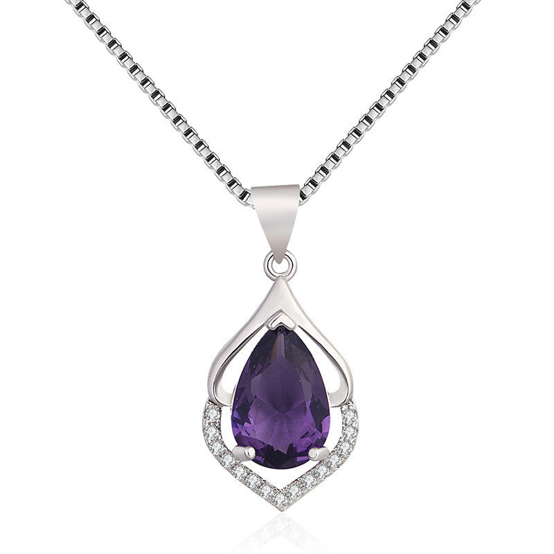 Selvara Crescent Drop Necklace | White Gold