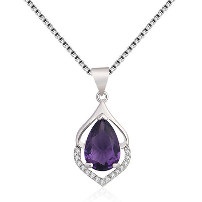 Selvara Crescent Drop Necklace | White Gold