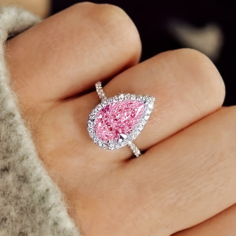 Teardrop Pink Sapphire Ring | White Gold