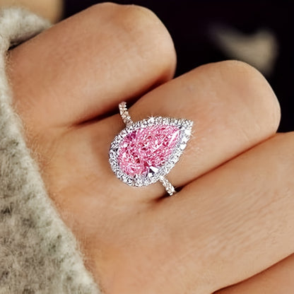 Teardrop Pink Sapphire Ring | White Gold