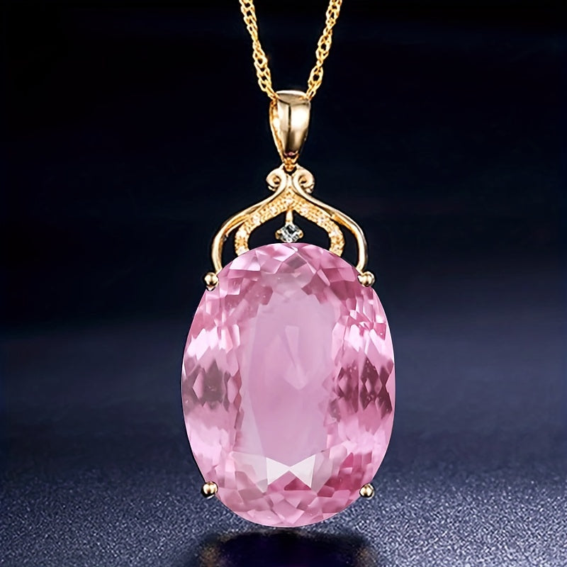 Pink Sapphire Imperial Oval Necklace | Gold