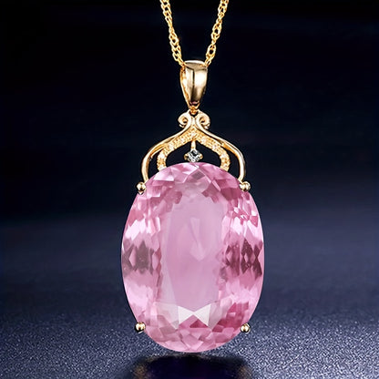 Pink Sapphire Imperial Oval Necklace | Gold