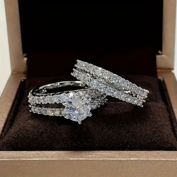 Conjunto de anillos Resplandor Eterno | Oro blanco