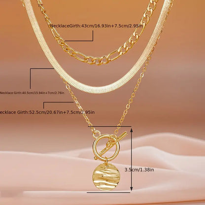 Savira Textured Coin Layered Necklace | Gold