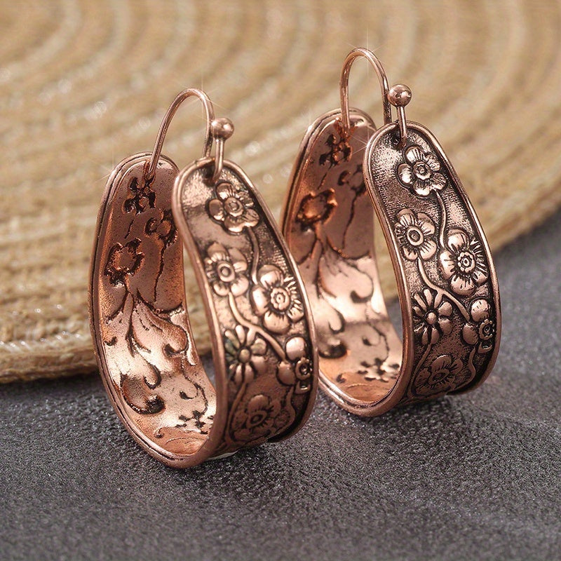 Antique Floral Copper Earrings