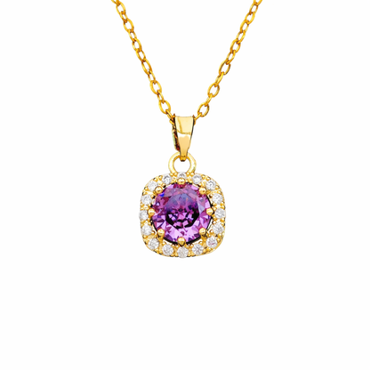 Amethyst Square Pave Necklace | Gold