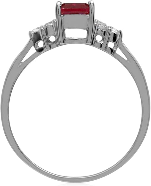 Octagon Cut Ruby Ring | White Gold