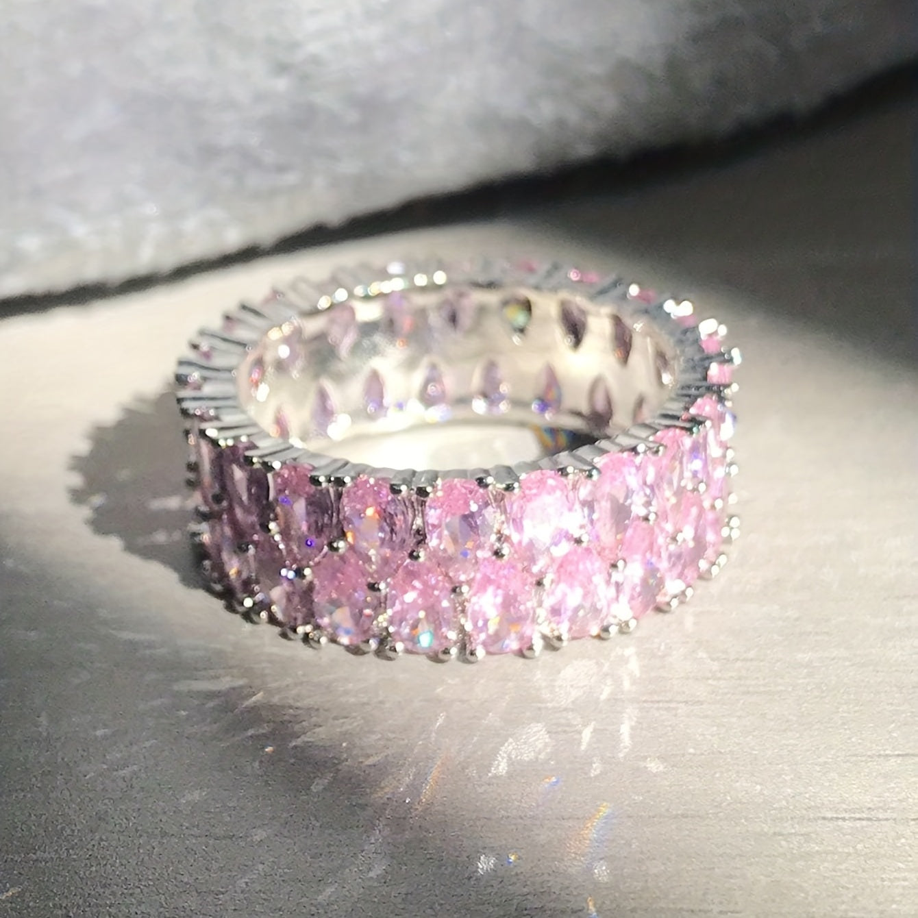 Blush Cascade Eternity Ring | White Gold