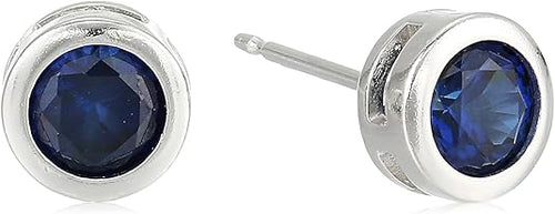 Sapphire Bezel Stud Earrings | White Gold