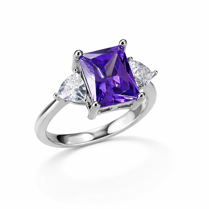 Trinity Amethyst Ring | White Gold