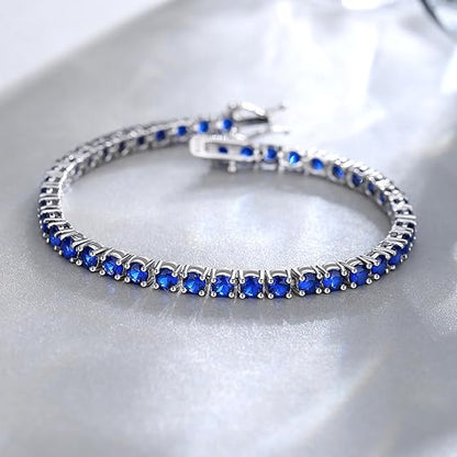 Sapphire Tennis Bracelet | White Gold