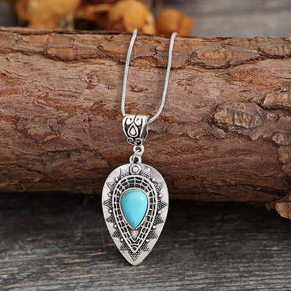 Arlisse Turquoise Teardrop Necklace | White Gold
