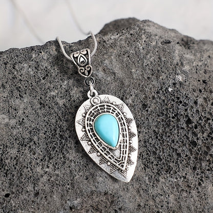 Arlisse Turquoise Teardrop Necklace | White Gold