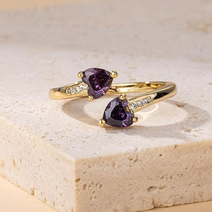 Noctira Violet Heartwrap Ring | Gold