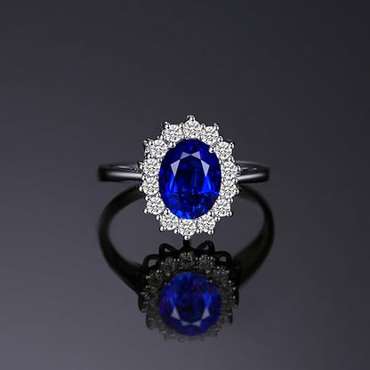 Classic Sapphire Halo Ring | White Gold