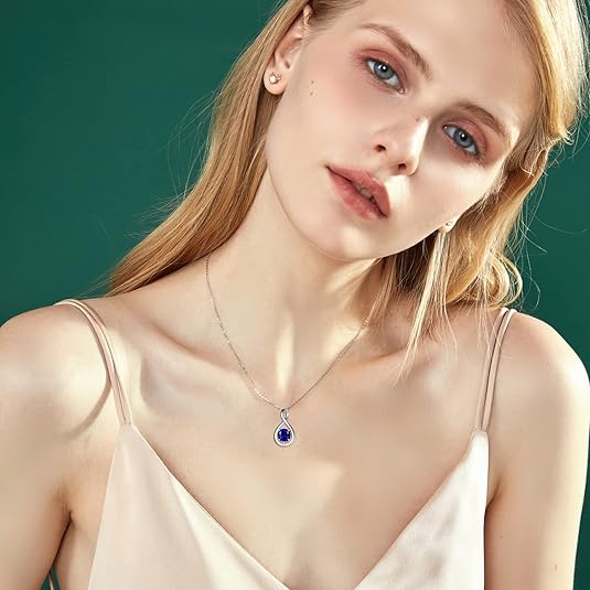 Sapphire Infinity Pendant Necklace | White Gold