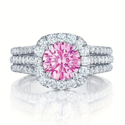 Blush Empress Halo Ring | White Gold