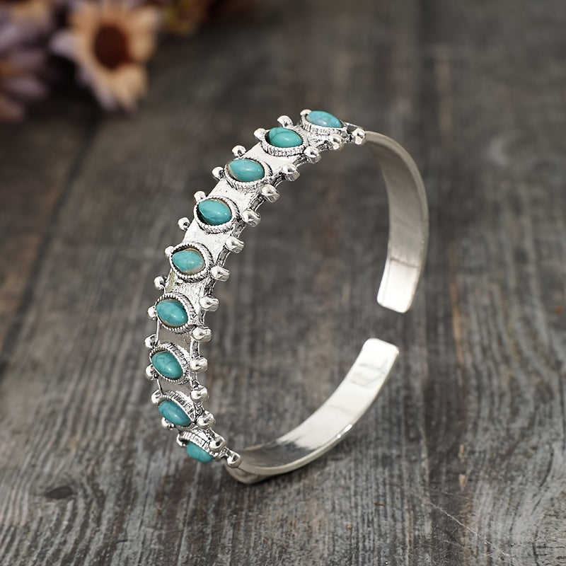 Azmira Turquoise Cuff Bracelet | White Gold