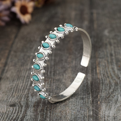 Azmira Turquoise Cuff Bracelet | White Gold