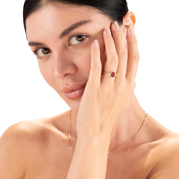 Octagon Cut Ruby Ring | White Gold