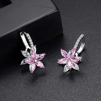Thalia Pink Petalburst Earrings | White Gold