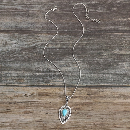 Arlisse Turquoise Teardrop Necklace | White Gold