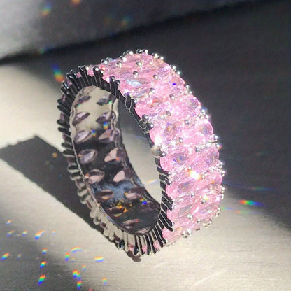 Blush Cascade Eternity Ring | White Gold