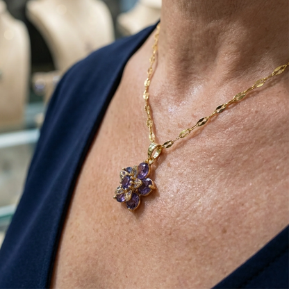 Amelyth Violet Flower Necklace | Gold