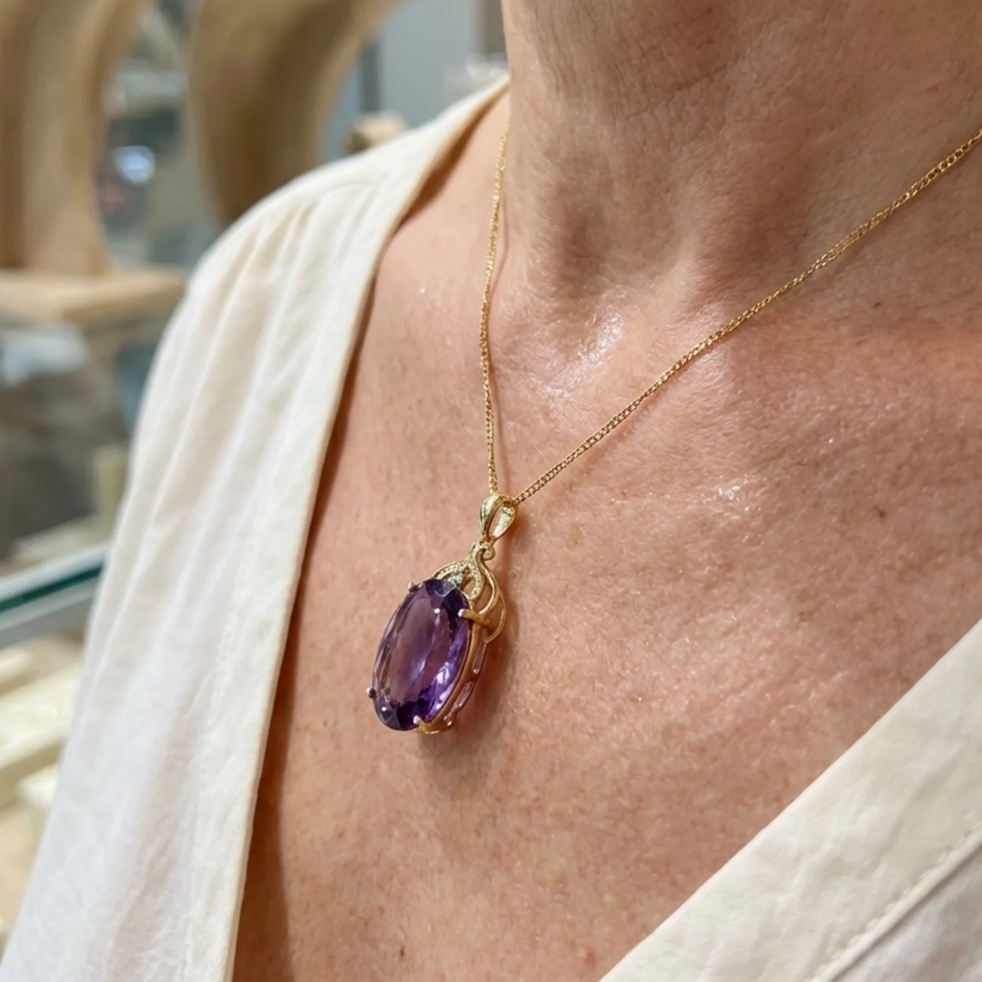 Amethyst Imperial Oval Necklace | Gold
