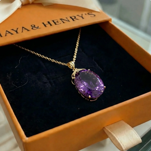 Amethyst Imperial Oval Necklace | Gold