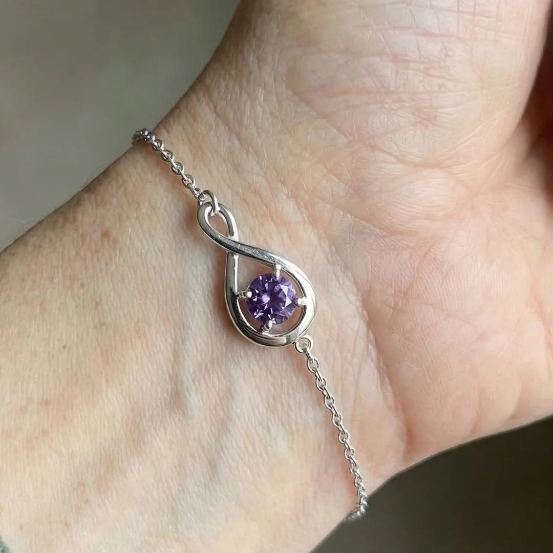 Amethyst Infinity Bracelet | White Gold