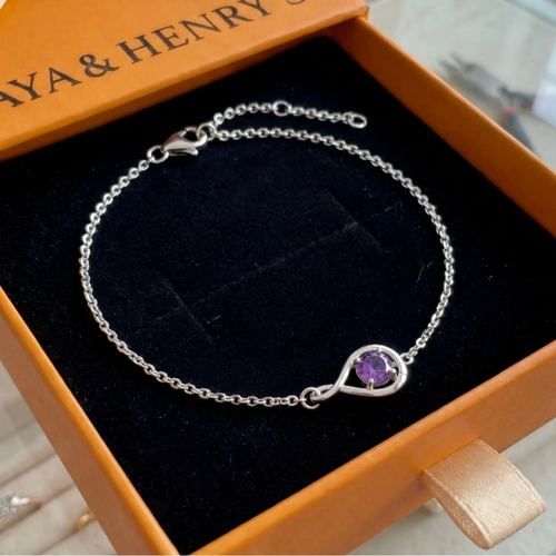 Amethyst Infinity Bracelet | White Gold