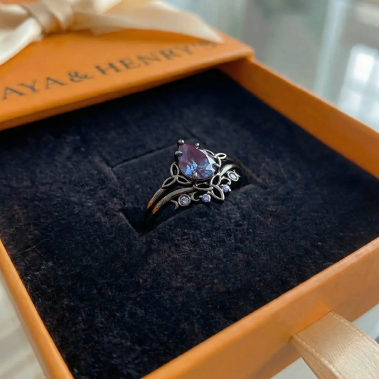 Amethyst Layers Ring | White Gold