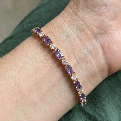 Amethyst Prism Tennis Bracelet | Rose Gold