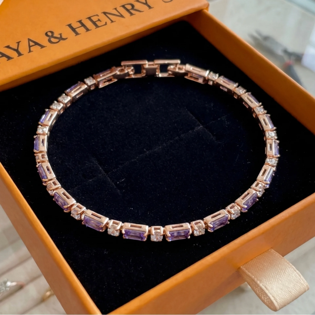 Amethyst Prism Tennis Bracelet | Rose Gold