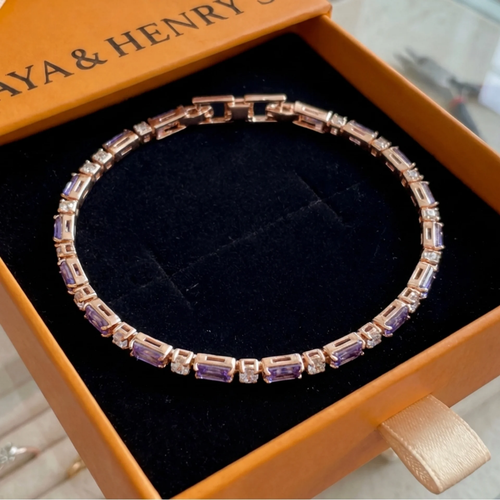 Amethyst Prism Tennis Bracelet | Rose Gold