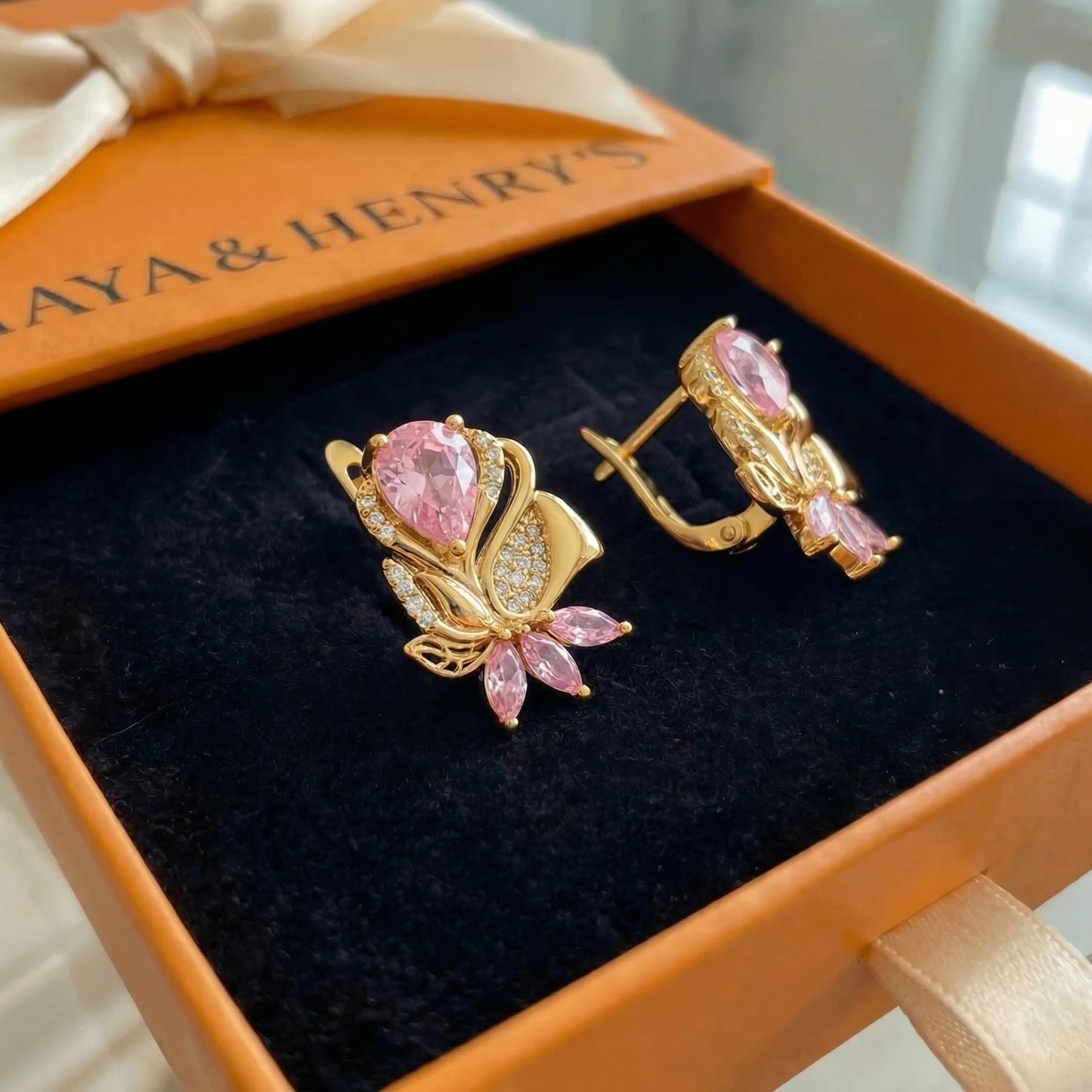 Amorette Rosepetal Earrings | Rose Gold