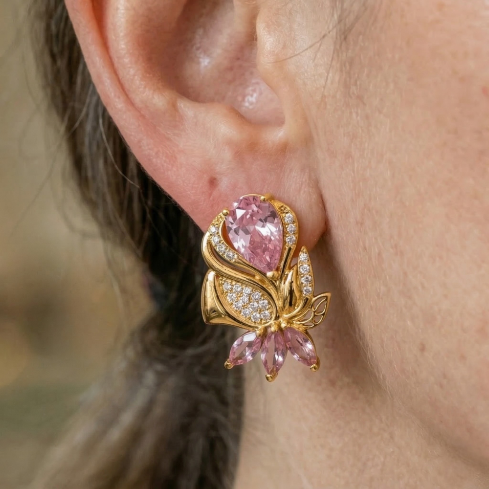 Amorette Rosepetal Earrings | Rose Gold