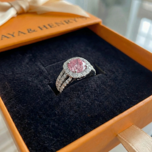 Blush Empress Halo Ring | White Gold